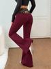 Pantalon de yoga évasé à taille moyenne patchwork imprimé léopard pour femme