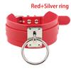 Punk Gothic Breites PU-Leder O-Ring Halsband Choker Halskette Damen