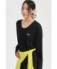 LUCKY CHOUETTE U Neck Loose Fit Long Sleeve T-Shirt (Black) Lftx25465Bkx