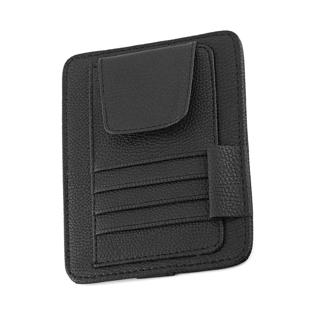 Auto Car Sun Visor Organizer Pouch Bag Card Storage Glasses Holder Clip Black