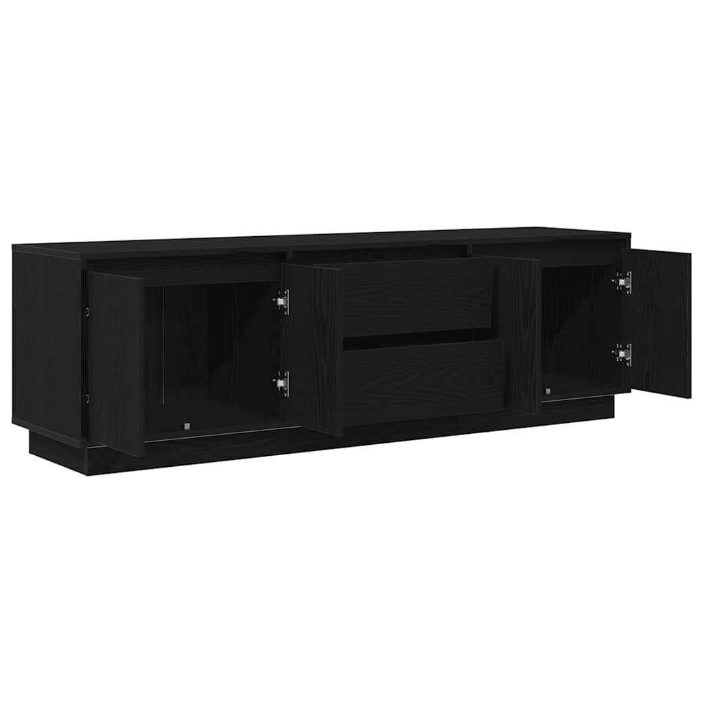 TV Stand with LED Lights Black Oak Effect 160.5x41x50 Cm