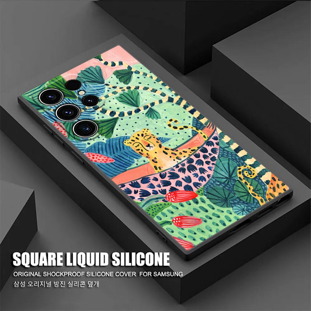 Jungle Art illustration Snake Cats Sloth S26Ultra Case For Samsung Galaxy S26 S25 S24 S23 S20 S21 FE S22 Ultra Plus Phone Cover