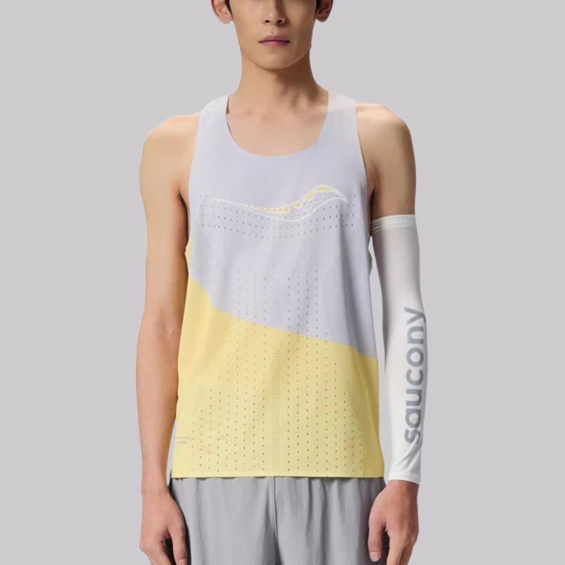 SAUCONY Running Training Series Minimalist Fashion Color Block Single Layer Tank Top Unisex Tops Orange Yellow Gray SA2259TK01T-PR220