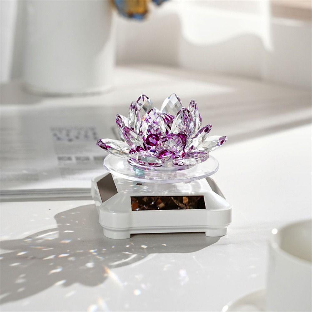 Automatic Rotating Rotating Crystal Lotus Figurine Car Air Fragrance Diffuser  Car Interior