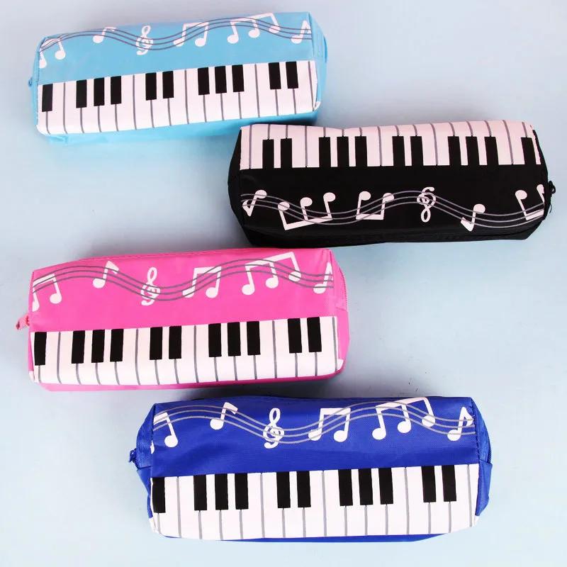 Creative Student Pencil Bag Square Pencil Bag Single Layer Pencil Bag Musical Note Piano Stationery Bag Stationery Box