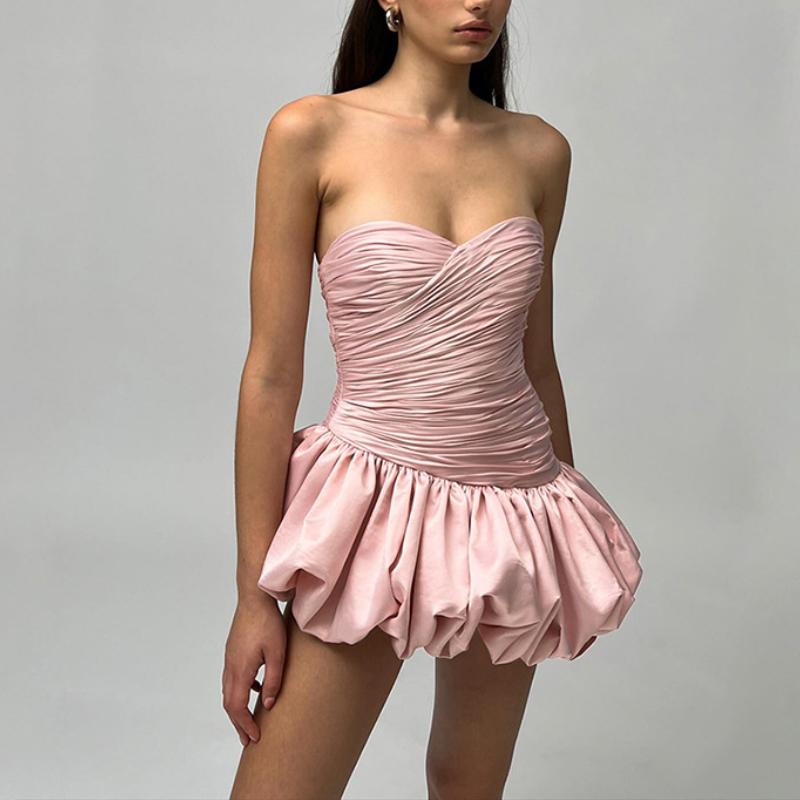 Evropská a americká letní móda sexy bez ramínek s odhalenými zády design šaty poupě květu