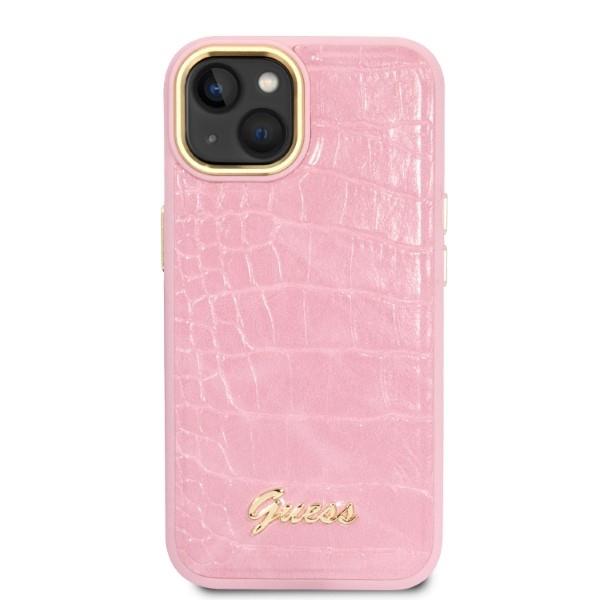 Guess Guhcp14Mhgcrhp Iphone 14 Plus / 15 Plus 6.7 Różowy/Pink Twarde Etui Kolekcja Croco