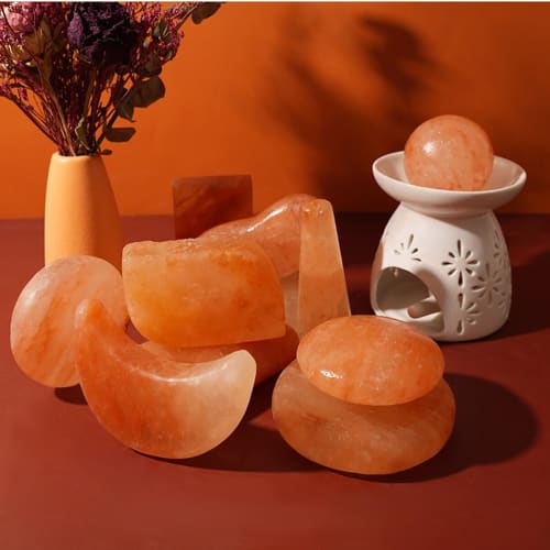 Windfulogo 2-Piece Heart-Shaped Himalayan Salt Massage Stone Cold Rock Kit for Facial Spa