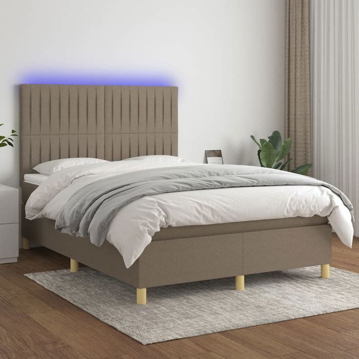 VidaXL Sommier à Lattes de Lit avec Matelas et LED, Lit Rembourré, Lit Double, Lit Adulte de Chambre à Coucher Intérieur, 3135601