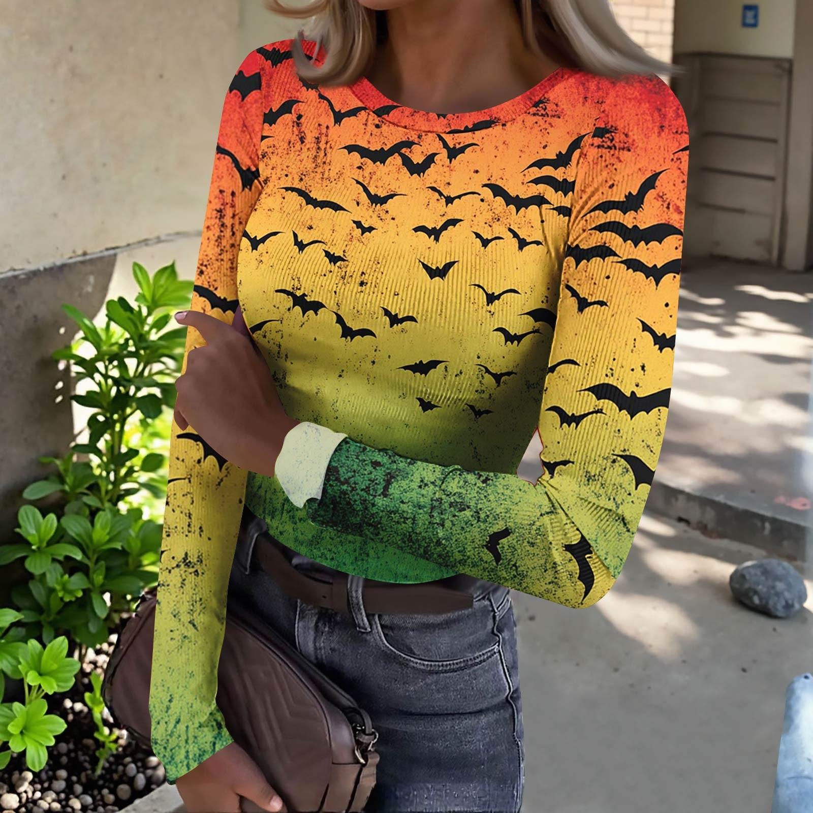 

Женская футболка с облегающим низом, модная повседневная с градиентным принтом, пуловер с круглым вырезом и длинными рукавами S жёлтый