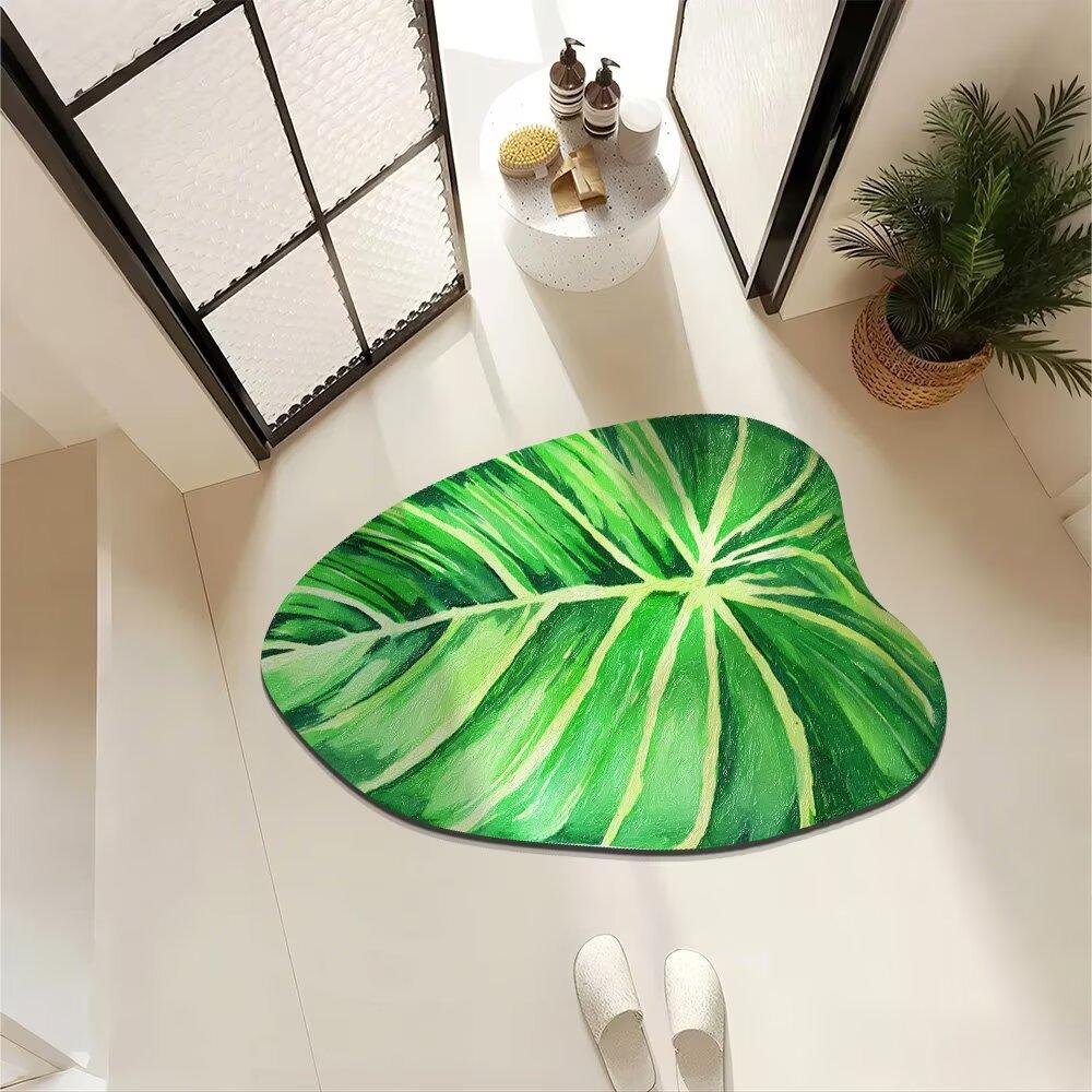 Toilet Entrance Absorbent Floor Mat Plantain Leaf Diatom Mud Bathroom Floor Mat Shower Room Washbasin Quick Drying Non-Slip Mat