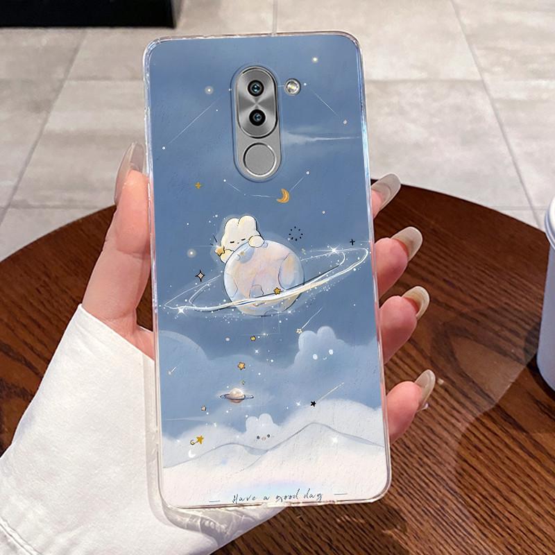 Jelly Casing For Huawei GR5 2017 / Mate 9 Lite / Honor 6X Clear Silicone Soft TPU Back Cover Cute Cat Rabbit Heart Phone Case