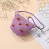 Children Foldable Woven Straw Bag Summer Girl Shoulder Bags Red Cherries Kids Handbags Beach Travel Crossbody Bags Small Wallets