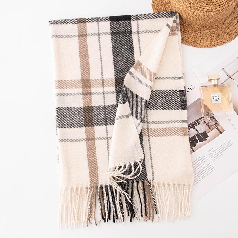 Plaid Scarf Women's Winter High-end Sense New Autumn and Winter Thickened Versatile Atmosphere Warm Scarf