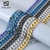 Kalen 15mm Shiny Stainless Steel Necklace For Men Women Hip Hop Colorful Charm Cuban Chain Jewelry Minimalist Golden Bracelet