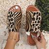 Fashion Summer Woman Slippers Leopard Print Gladiator Sandals Lightweight Beach Shoes for Woman Roman Style Flat Slippers Slides Women
