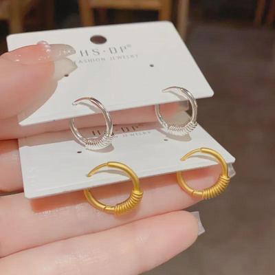 Orecchini a Cerchio Metallico Retro con Molla - Accessorio Moda Trendy Stile Freddo