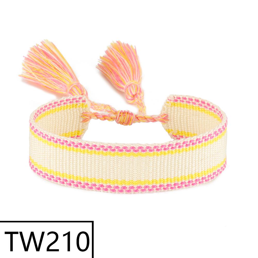 Customizable Handmade Bohemian Tassel Bracelet with Embroidered Logo - European & American Ethnic Friendship Style