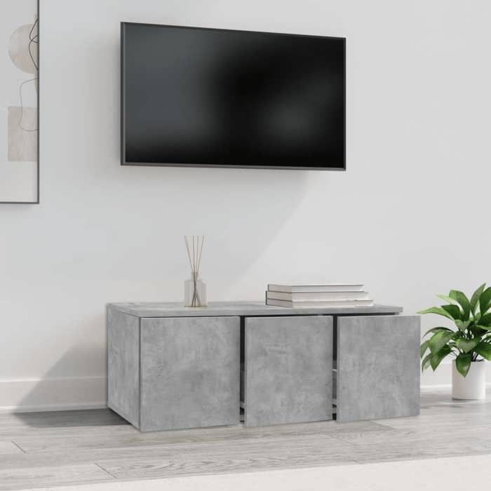 VidaXL Meuble TV Gris béton 80x34x30 cm Aggloméré