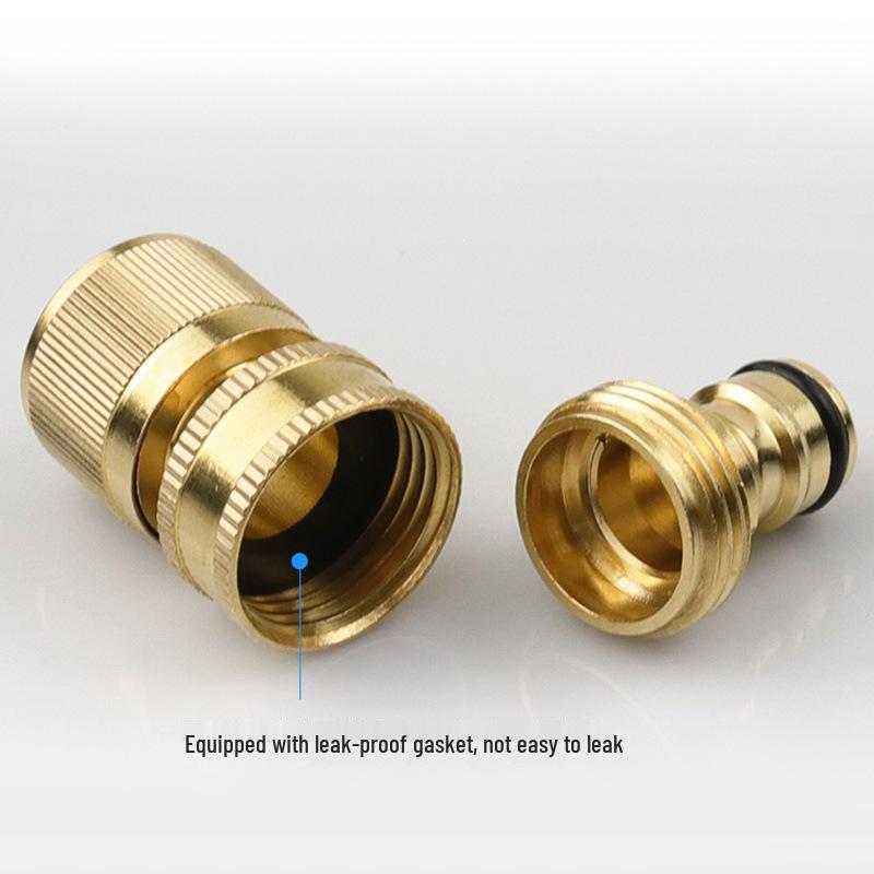 American Brass 3/4" Garden Hose Quick Connectors, Male & Female, 6-Point Adapter.