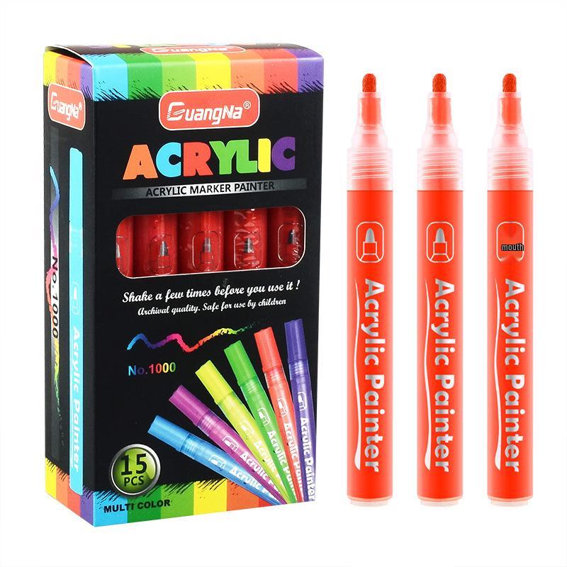 Guan Na 48-Color Waterproof Acrylic Markers for Ceramic, Stone, Graffiti & Coloring