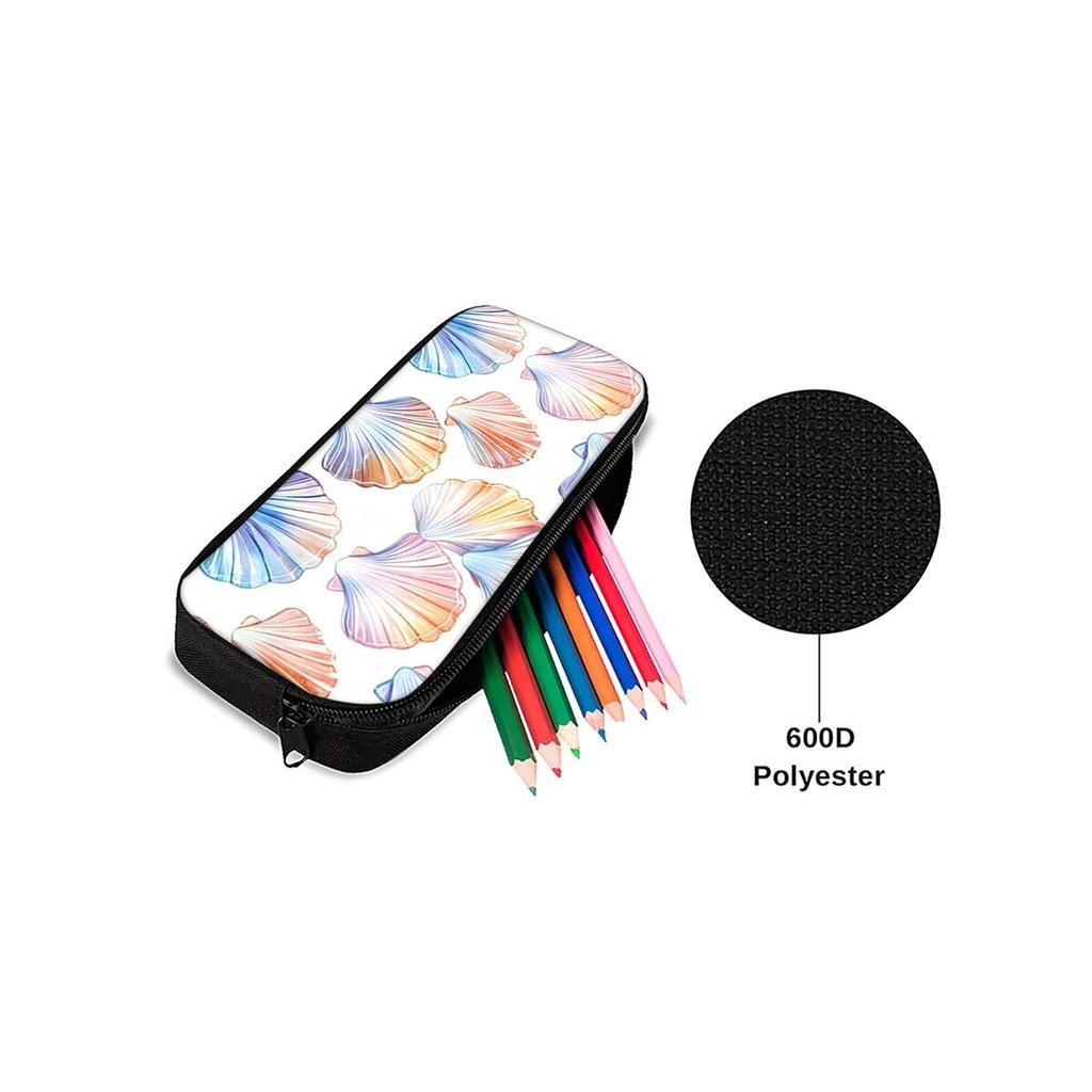 Shell Print Single Layered Pencil Case for Boy/Girls Best Gift Cartoon School Supplies Pencil Pouch for Children