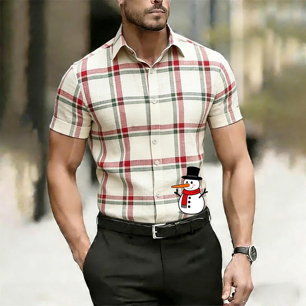 Men's New Short-sleeved Linen Christmas Bell Gift Box 3D Printed Shirt Hawaiian Casual Shirt Outdoor Party Clothes Men for You