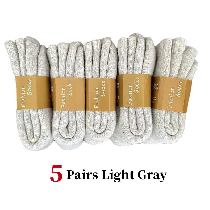 

5 пар/лот Мужские носки Зимние Теплые из Мериносовой Шерсти Однотонные Однотонные Носки Супер Толстые Снежные Холодные Мягкие Удобные Длинные Шерстяные Носки EU38-46 EU38-46