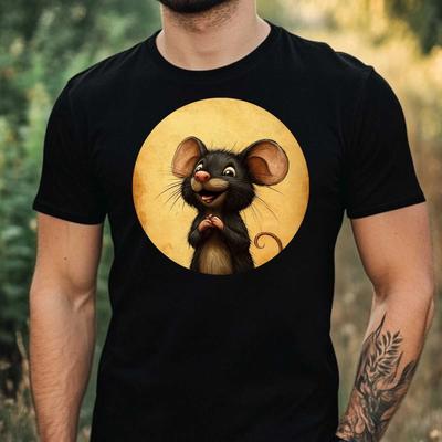 Herren Lustiges Maus-Print Baumwoll-T-Shirt Größe XS bis 5XL-