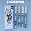 4Pcs/Lot Cute Cartoon Straight Liquid Type Ball Pens 0.5mm Black Drawing Gel Pen Signature Pen Student School Office Supplies