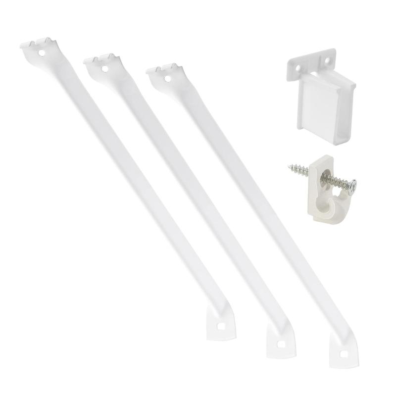

3 Pack Rustproof Wire Shelf Brackets Steel Construction 17.5 Inch Length Epoxy Finish Mounting Accessories Pre Assembled 1