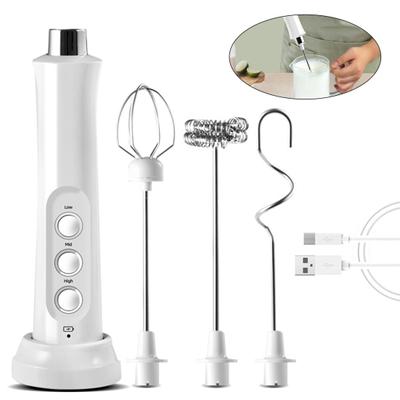 Electric Milk Frother Handheld High Efficiency Rechargeable 3 Leves Adjustable Foam Maker