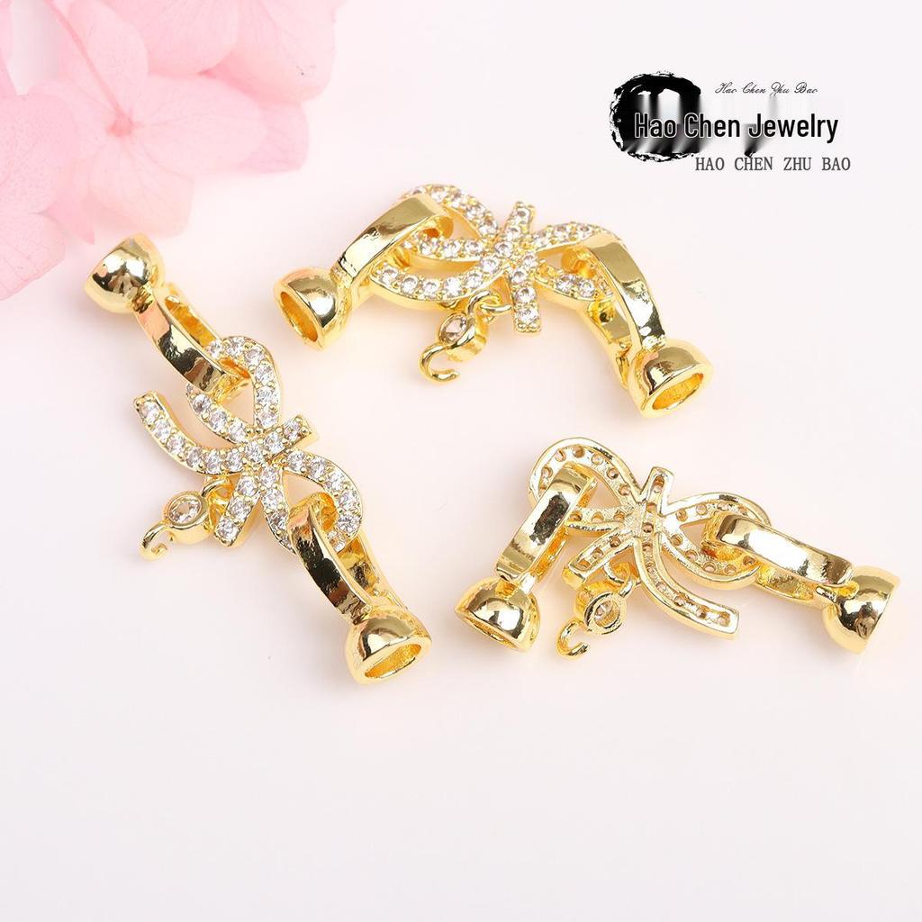 14k Gold Filled Farbechalter Perlenhalskettenverschluss, Glied und Schleifen-Accessoire für DIY-Schmuck