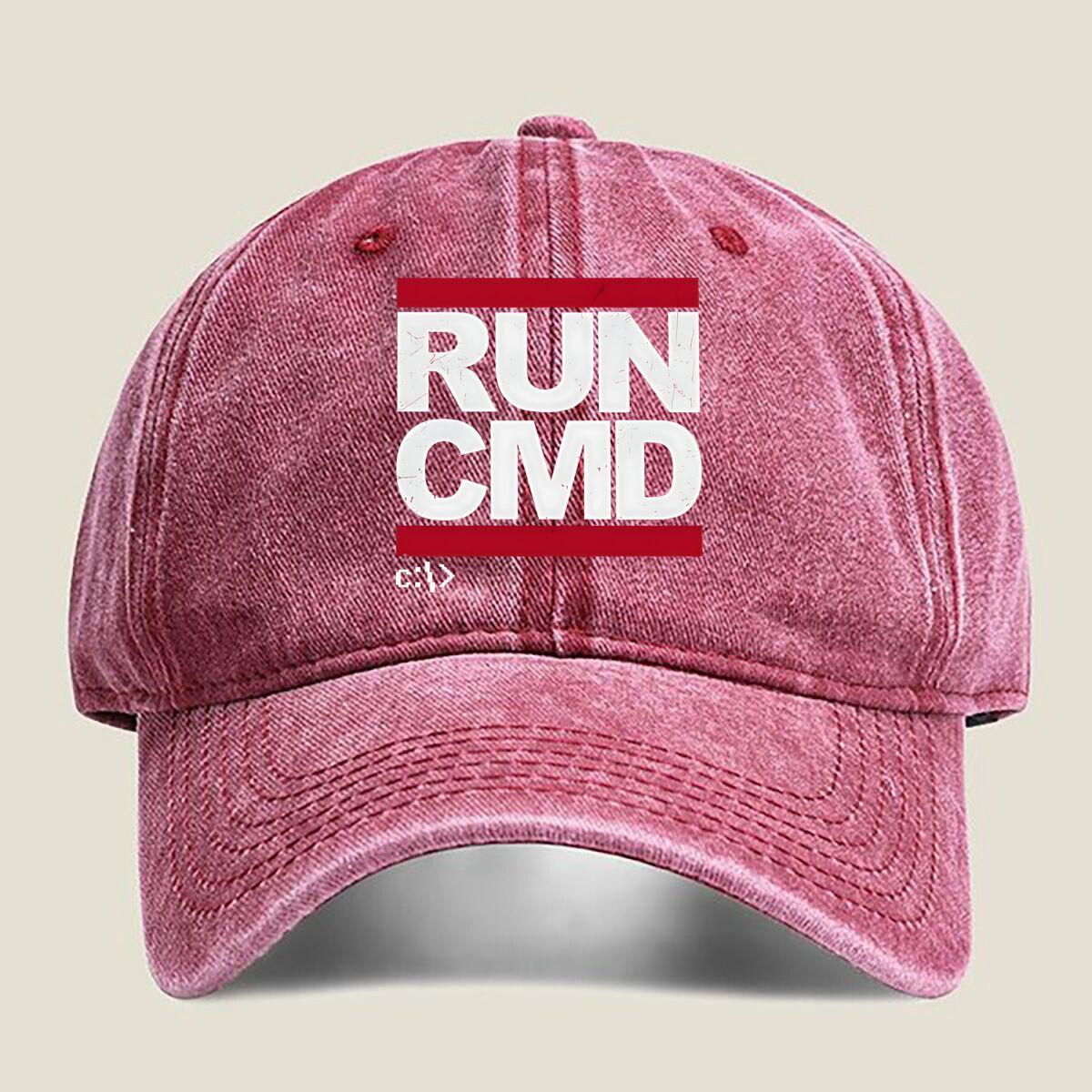 RUN CMD Fashion Washed Baseball Cap Hat Outdoor Activities One Size