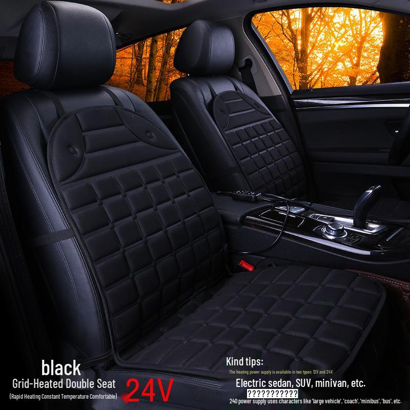 Cross-Grid Heated Car Seat Cushion - Winter Interior Accessory