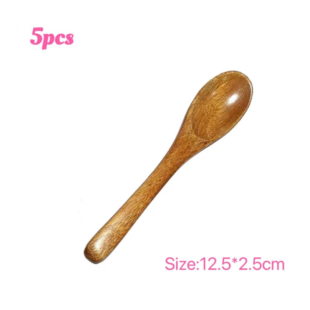 

5 шт. Натуральная деревянная посуда для приготовления пищи, кофейная ложка, ложка для размешивания молочного чая, ложка для меда, десертная ложка, детская ложка для диеты