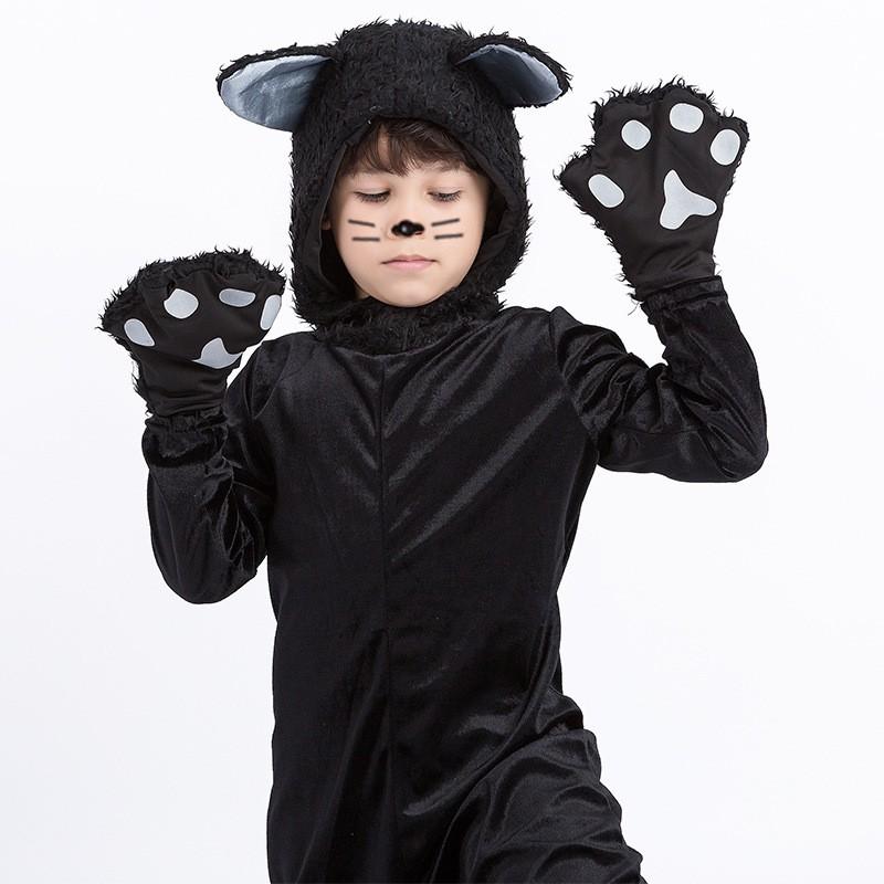 Dětský kostým kočky na Halloween Sada s rukavicemi návleky na nohy Cosplay Párty Scénické vystoupení