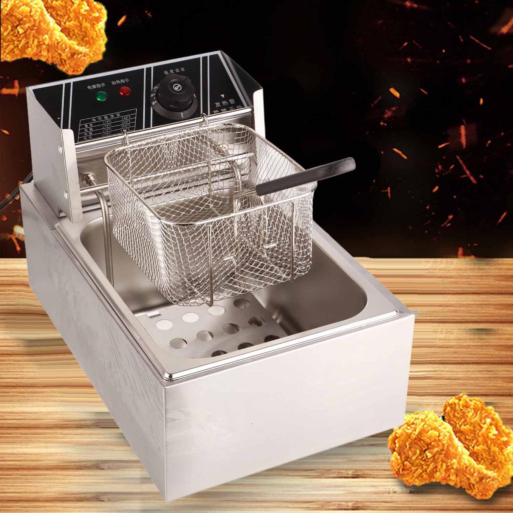 Electric Deep Fryer Stainless Steel French Fries Chips Fryer Machine for Commercial Use 2500W