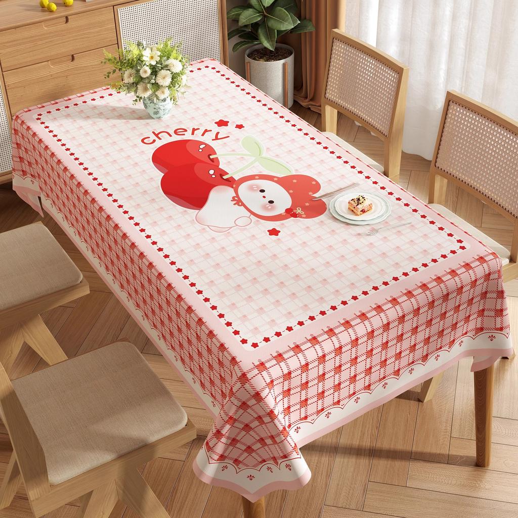 Masa Örtüsü Su Geçirmez ve Yağ Geçirmez Kalıcı PVC Yemek Masası Masa Örtüsü Küçük Taze Çizgi Film Masa Örtüsü Dikdörtgen Sehpa Masa Örtüsü