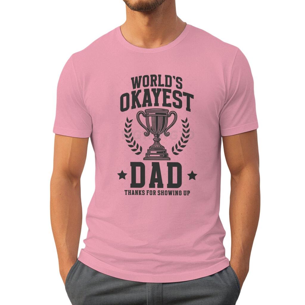 Father's Day Shirt World's Okayest Dad Printed T-shirt for Men Daughter's Gift for Father Crew Neck Top Tie-dye Men's Clothing