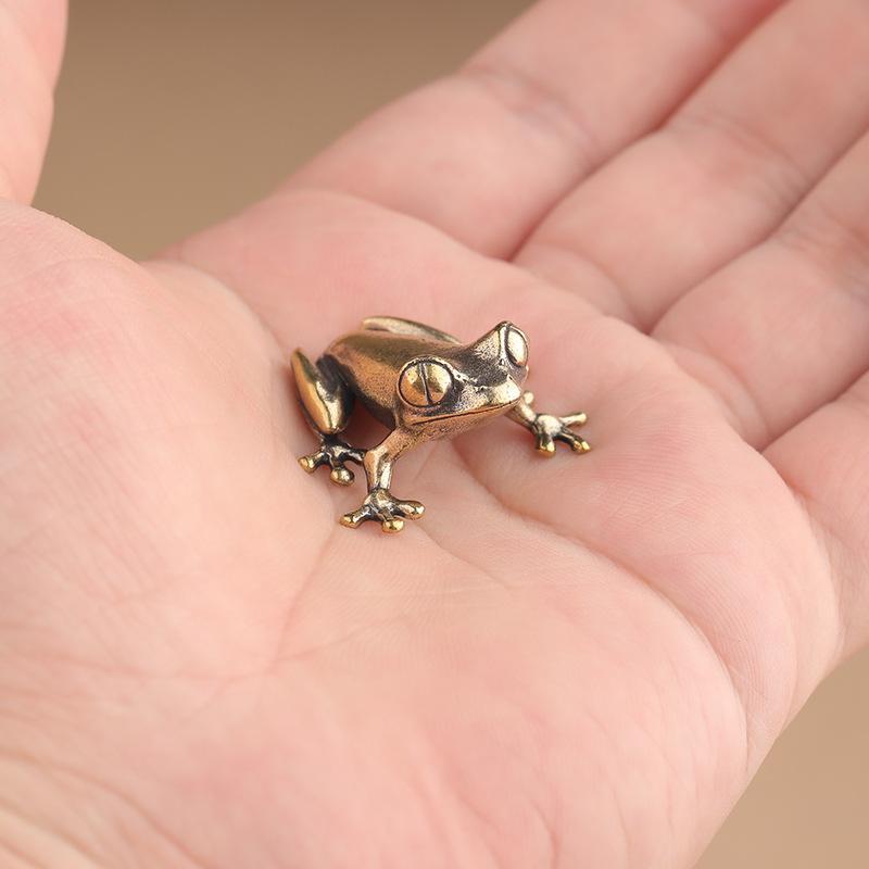 

S-1 Pc Vintage Animal Miniatures Figurine Brass Mini Frog Figurines Toad Desktop Ornament Home Decoration Crafts Tea Pet Decor золотой