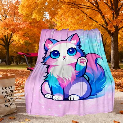 Kawaii Cat Outdoor Flannel Blankets, Travel, Home Blankets, Suitable for All Seasons,Christmas Gifts. R1127276