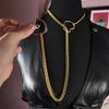 Cosplay Heart  Slip Chain  Punk Rock Necklace Stainless Steel Cuban Long Necklace Trendy Simple Adjustable Y-Necklace
