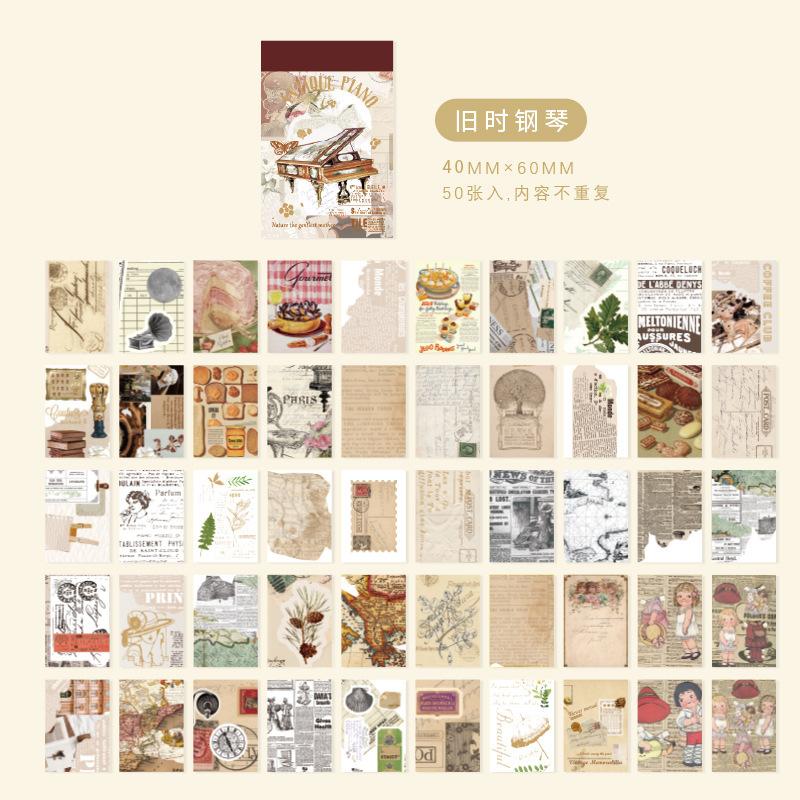 

50Pcs Vintage Plant Poster Sticker Book Retro Botanical Decor Stickers For Scrapbook Journal DIY Craft Supplies