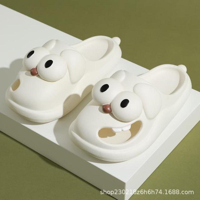 Big Eyed Dog Pantofle Ženy Letní Outdoorové oblečení pro vnitřní použití Protiskluzové Silné podrážky Roztomilé boty se špičkou a dírkou pro Cool Slipper