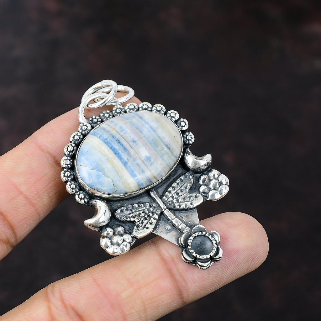 Blue Scheelite Pendant 925 Sterling Silver Pendant Beautiful Gemstone Pendant Handmade Jewelry Gift For Her Silver Jewelry Dragonfly Pendant