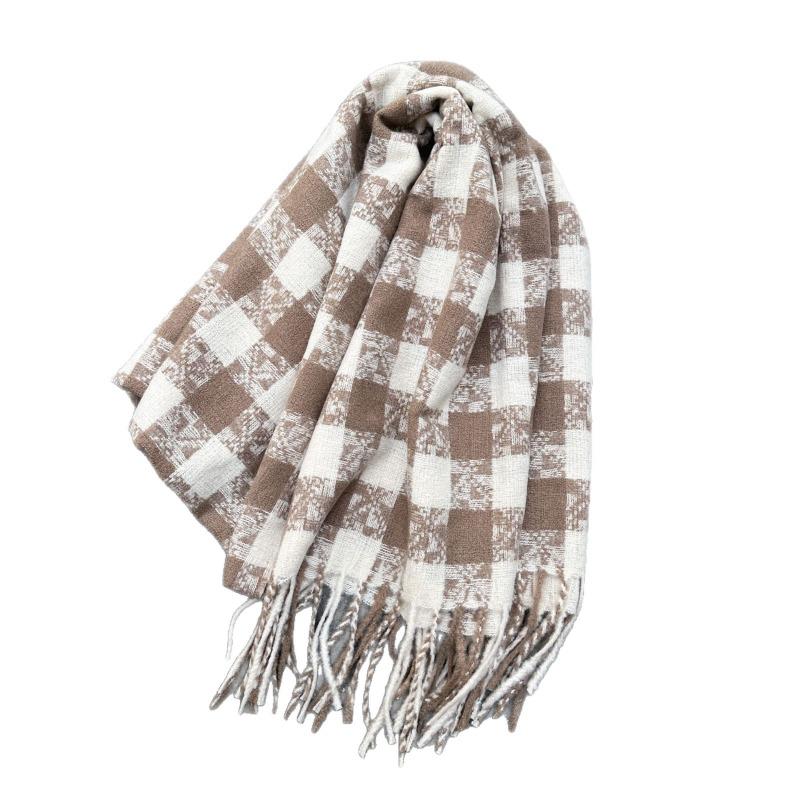 Autumn and winter high-end warm tassel plaid versatile shawl scarf atmosphere fashionable couple scarf