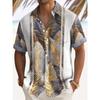 Retro plant leaves contrast stitching men's button pocket short-sleeved Hawaiian shirt