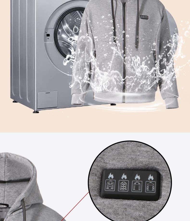 Slimme Verwarmde Hoodie voor Mannen - Winterse Elektrische Warmte met Constante Temperatuurregeling