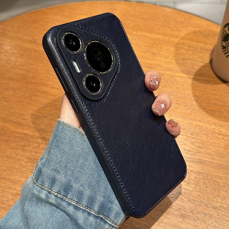 Luxury Vintage Leather Case for Huawei Pura 70 Ultra Mate 40 50 60 Pro Retro Shockproof Silicone Lens Protection Back Cover Etui